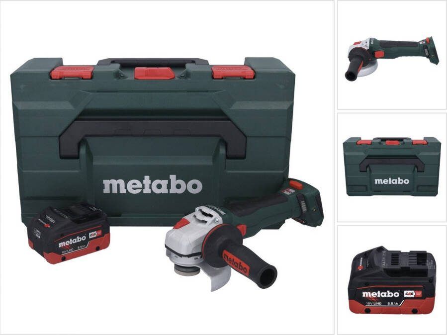 Metabo WB 18 LT BL 11-125 Quick accu haakse slijper 18 V 125 mm borstelloos + 1x oplaadbare accu 5 Ah + X zonder lader
