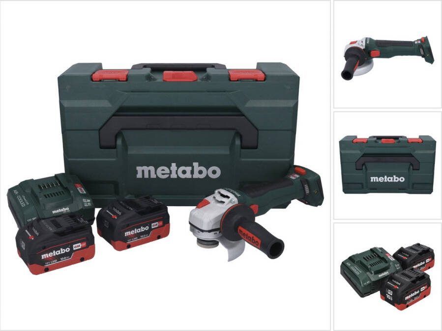 Metabo WB 18 LT BL 11-125 Quick accu haakse slijper 18 V 125 mm borstelloos + 2x accu 10.0 Ah + lader + X