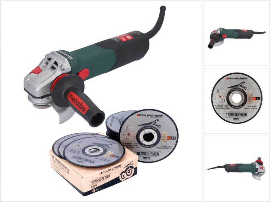 Metabo WE 15-125 Quick haakse slijper 1550 W 125 mm + 25x Toolbrothers MANTIS doorslijpschijf