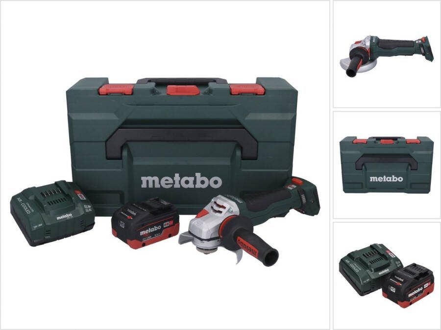 Metabo WPBA 18 LTX BL 15-125 Quick DS accu haakse slijper 18 V 125 mm borstelloos + 1x oplaadbare accu 5 Ah + lader + X