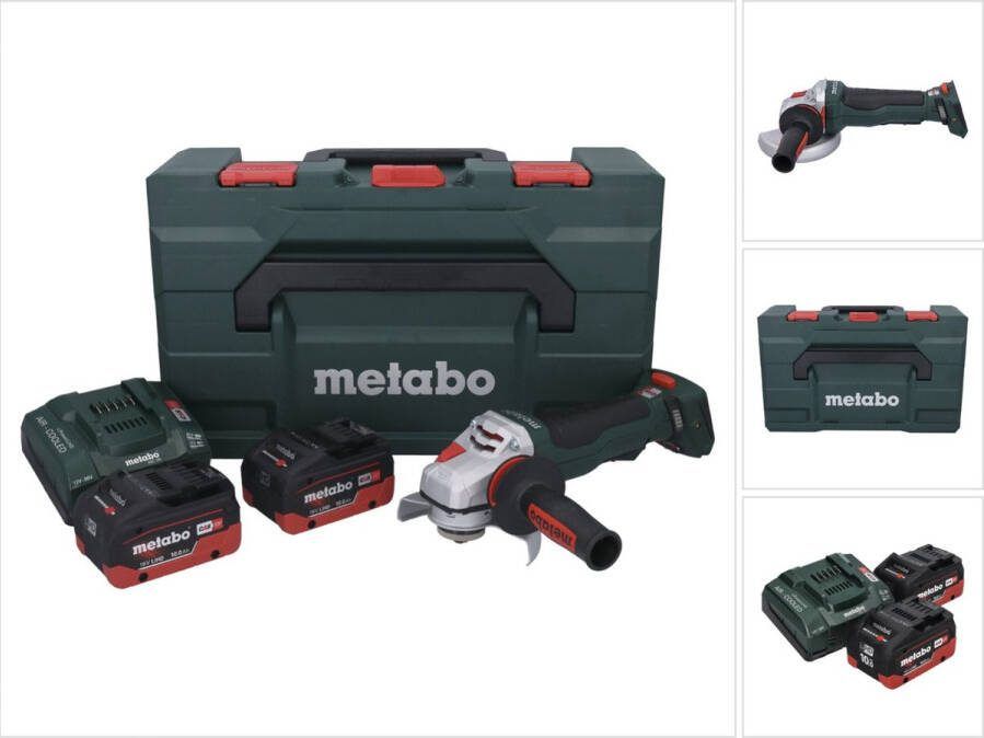 Metabo WPBA 18 LTX BL 15-125 Quick DS accu haakse slijper 18 V 125 mm borstelloos + 2x accu 10.0 Ah + lader + X