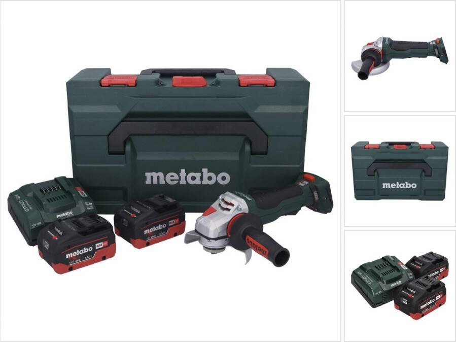 Metabo WPBA 18 LTX BL 15-125 Quick DS accu haakse slijper 18 V 125 mm borstelloos + 2x accu 5 Ah + lader + X
