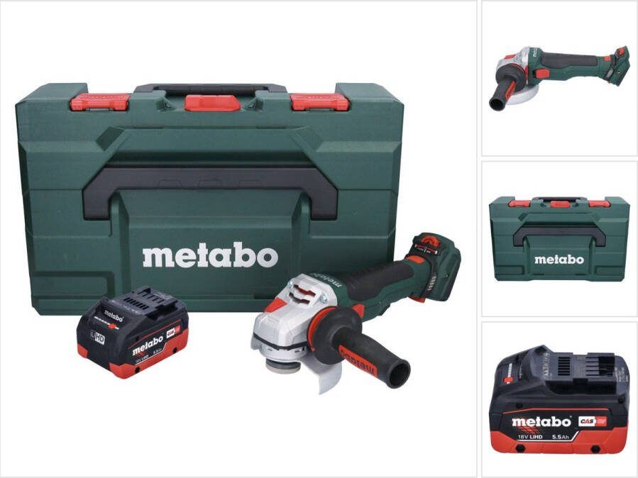 Metabo WVB 18 LTX BL 15-125 Quick accu haakse slijper 18 V 125 mm borstelloos + 1x oplaadbare accu 5 Ah + X zonder lader