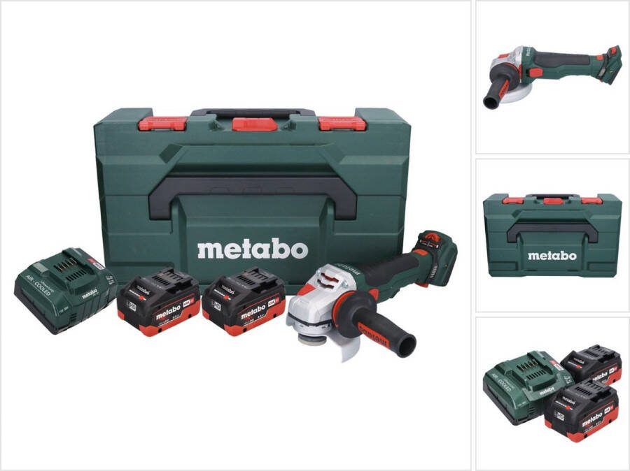 Metabo WVB 18 LTX BL 15-125 Quick accu haakse slijper 18 V 125 mm borstelloos + 2x accu 8.0 Ah + lader + X