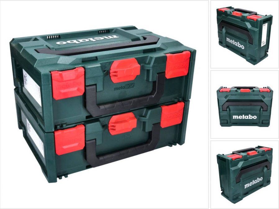 Metabo X 145 Set 2x Systeem Gereedschapskoffer Stapelbaar 396 x 296 x 145 mm + 2x Universele Inlay