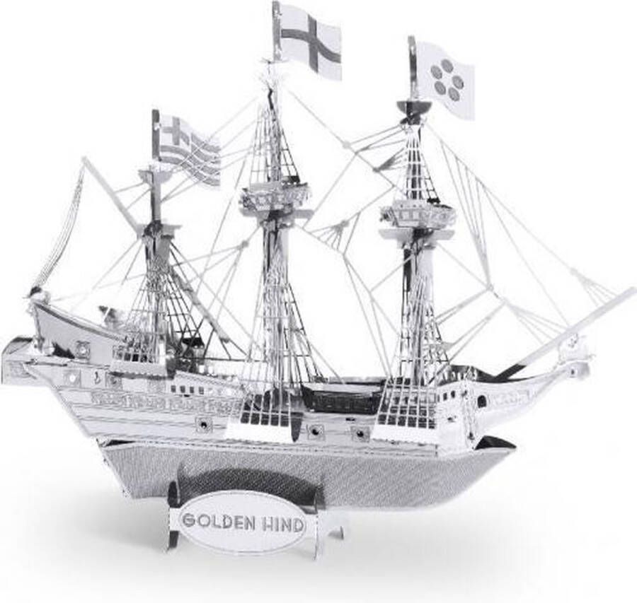 Metal puzzle Metal Earth Modelbouw 3D Zeilschip driemaster Golden Hind Metaal