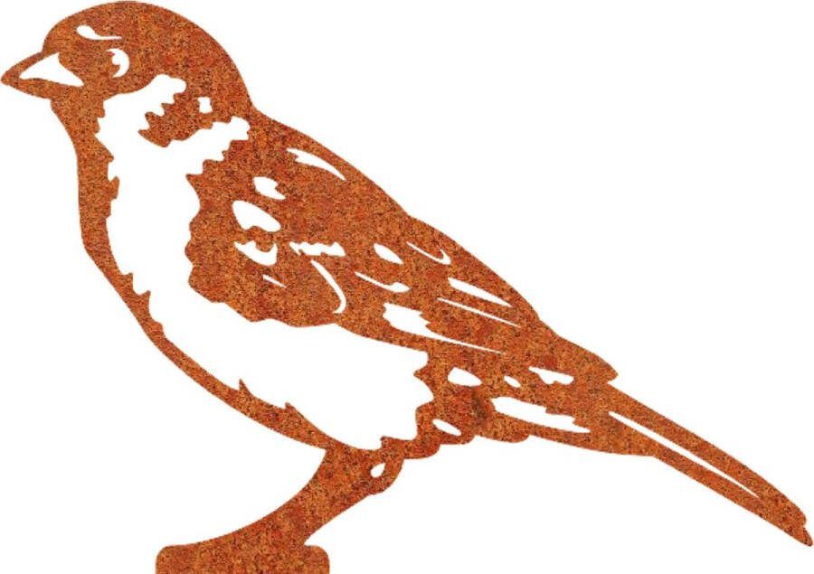 Rusty friends metalendier tuinbeeld mus vogel cortenstaal NL fabrikaat