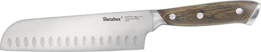 Metaltex Heritage Santoku mes Met houten greep Totale lengte 32cm Lemmet 21 cm