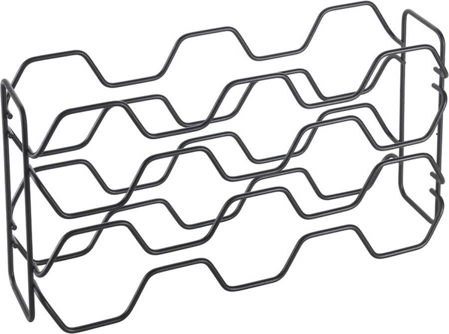 Metaltex Hexagon Wijnrek 10 flessen Zwart 43x12x22 cm