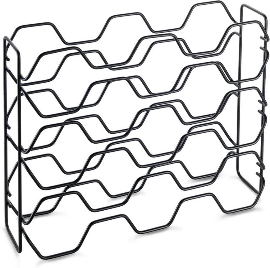 Metaltex Hexagon Wijnrek 15 flessen Zwart 43x12x34 cm op 2 manieren neer te zetten