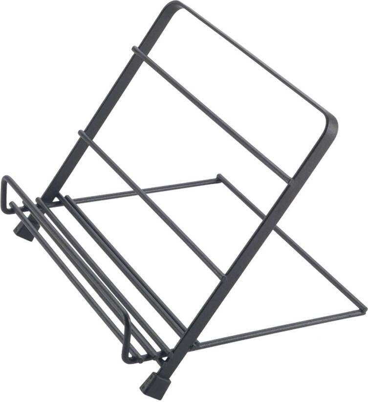 Metaltex Opvouwbare houder voor tablets en kookboeken Tabletstandaard Handig voor op het aanrecht bureau of tafel Voor iPad 20 x 18 x 16 cm Zwart
