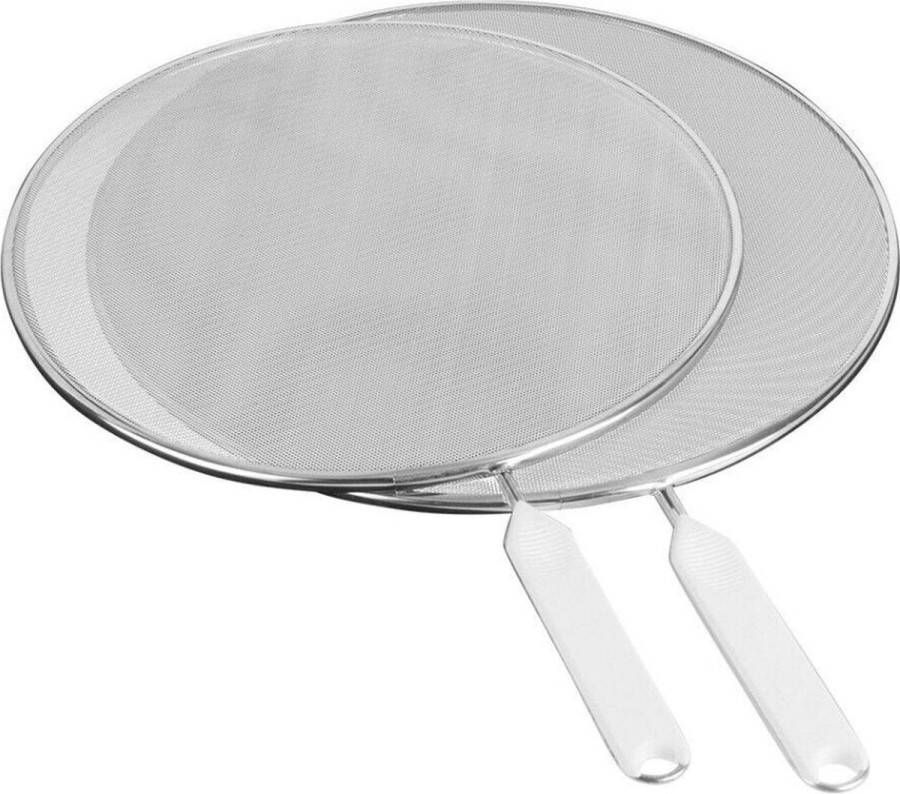 Metaltex Set van 2 antispatdeksels 26 cm & 29 cm Witte greep Vaatwasbestendig