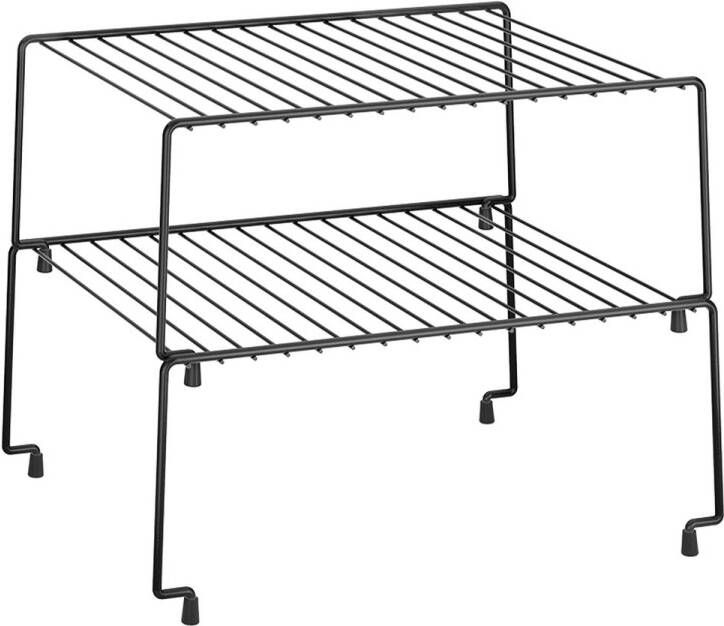 Metaltex Stapelbaar rek voor borden en kommen Ruimtewinner Zwart 32x23x14 cm 2 stuks