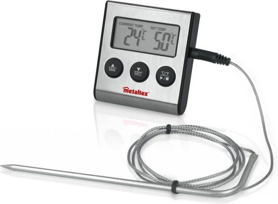 Metaltex Tomado Kookthermometer Digitaal kabel 100cm Rvs Zilver