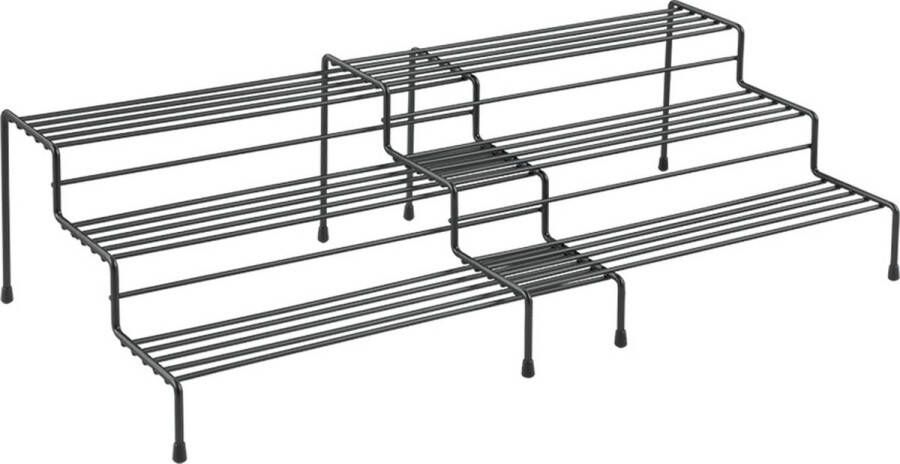 Metaltex Uitschuifbaar kruidenrek X-Tend trapvorm potten en kruidentrap sterke coating Uitschuifbaar van 28 tot 55 cm 5 jaar garantie zwart incl. beschermdopjes