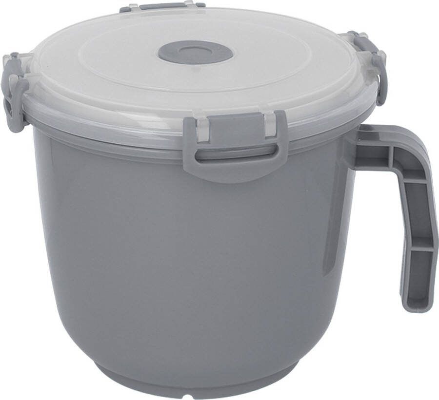 Metaltex Vershoudbakje 1 liter Noedels soep yoghurt of ander voedsel Geschikt voor magnetron vaatwasser en vriezer Grijs Meal prep bewaardoos vershoudbakje