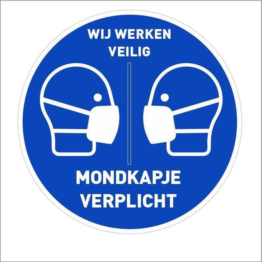 Metamark Mondkapje verplicht sticker corona sticker gebod sticker Ø 20 cm mondkapje dragen stickers mondmasker sticker mondkapje sticker mondkapje plicht