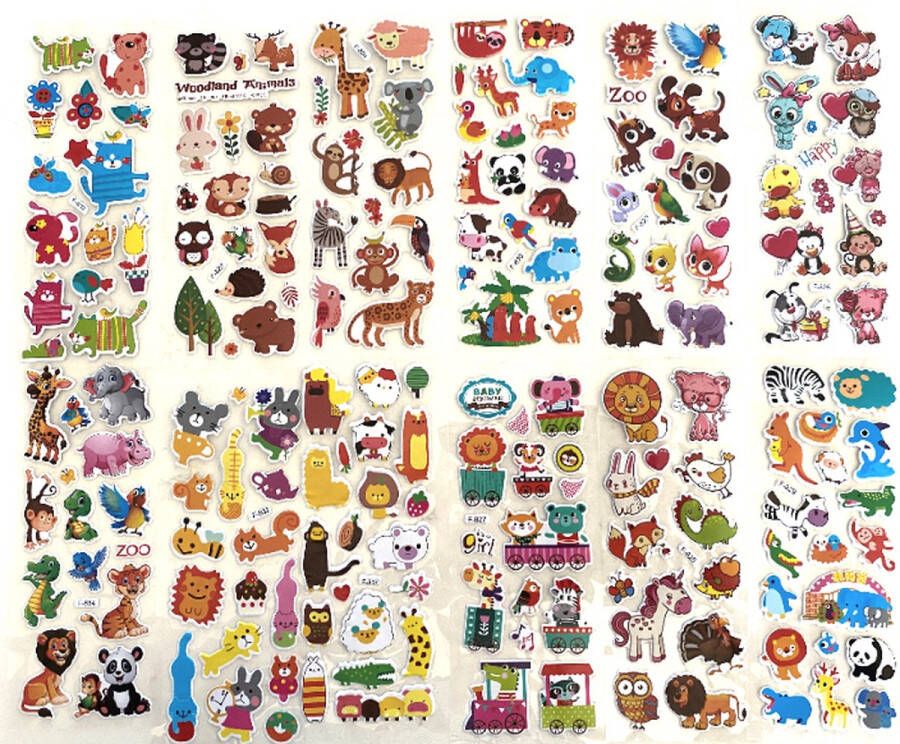 METIWA 150+ Stickers Dieren Cartoon 12 Stickervellen Dieren Verschillende Sets Dieren Stickers Kinderen