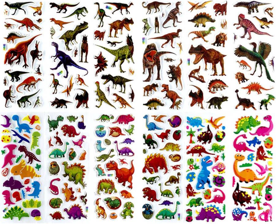 METIWA 160 Stickers Dino 12 Stickervellen Dinosaurus Verschillende Sets Dino Stickers Kinderen