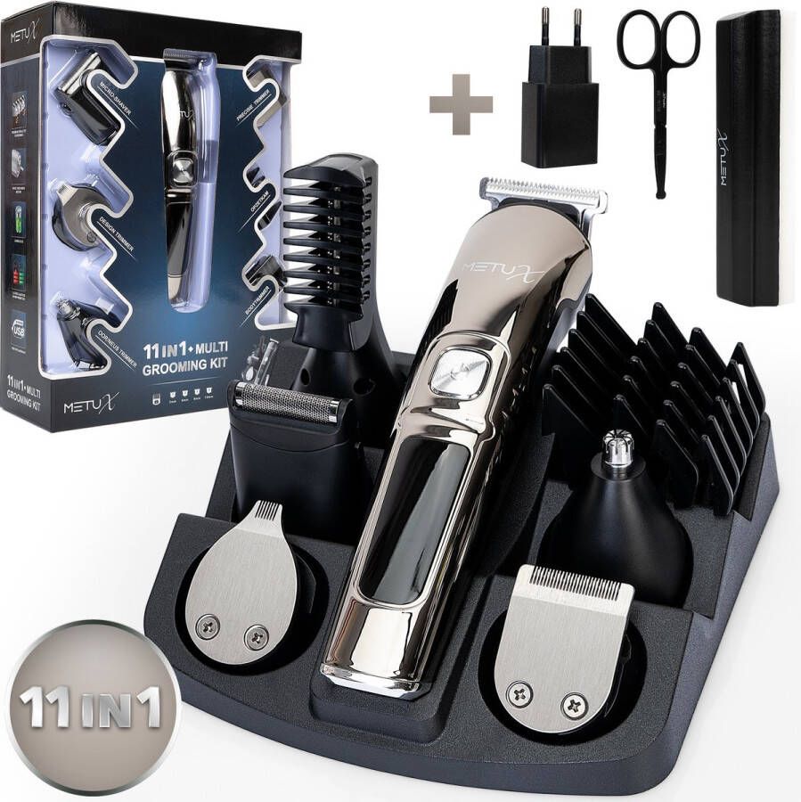 MetuX 14-in-1 Multi Grooming Kit Body Trimmer Set Heren Nat & Droog Trimmen Draadloze Baardtrimmer Waterdicht Scheerapparaat Geschikt voor Lichaam Baard Neus Oor Intieme Delen Waterproof Bodygroomer Multigroomer Tondeuse