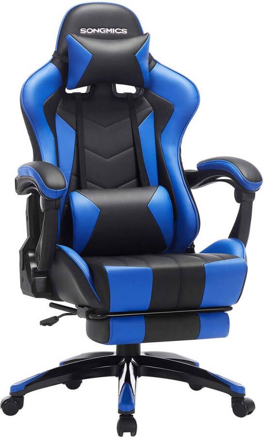 Meubel Gigant Gamingstoel -Bureaustoel Met voetsteun Extra groot Zwart-Blauw