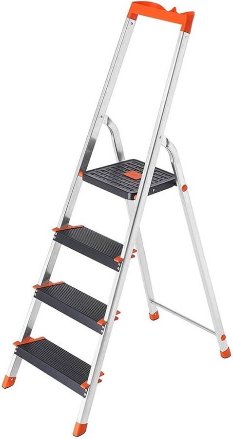 MeubelGigant Ladder Aluminium ladder Met 12 cm brede Trede Opvouwbaar Antislip 150 kg belastbaar