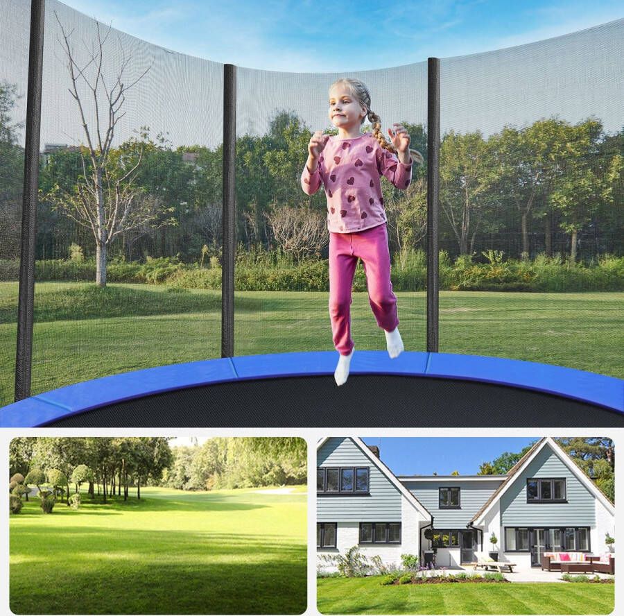 Meubel Gigant Trampoline Springkussen Met veiligheidsnet Blauw