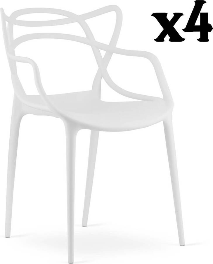 Meubel Square Tuinstoel ONYX stoel wit set van 4 eetkamersteol kuipstoel eettafel stoelen