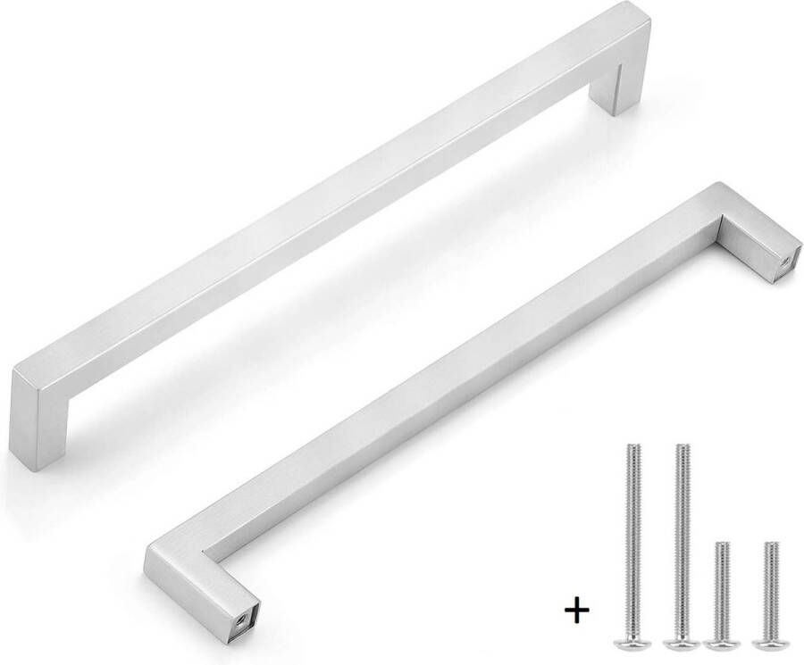 Hoexs Handgreep RVS Vierkant 14cm Inclusief bevestigingsbouten Zilver Meubelhandvat greep Keukengreep Hand Grepen Deurgreep Staal Metaal Strak Meubelbeslag schuifdeur Handvat Greep Schuifdeurgreep Roestvrij Hartafstand 128mm