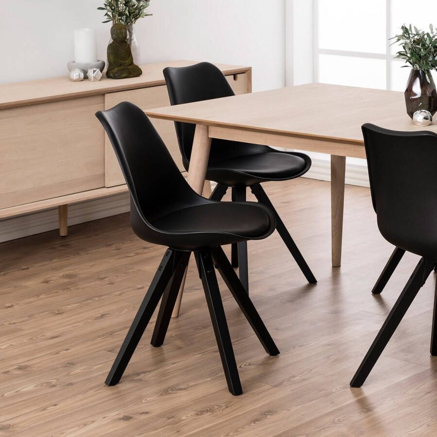 Hioshop 2 x Dimmo eetkamerstoel Schelpstoel zwart.