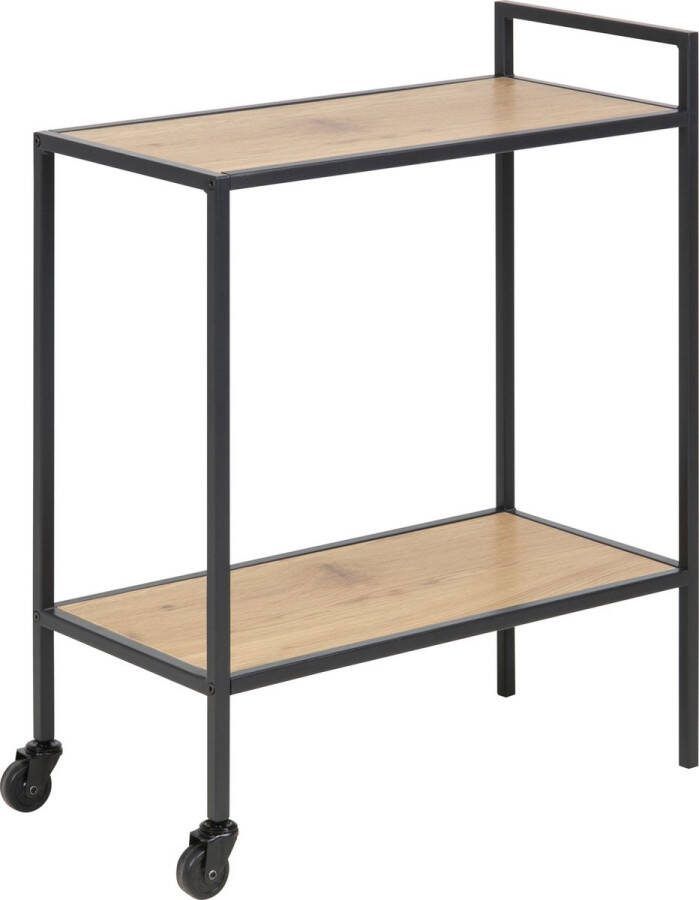 Meubelen-Online Honkytonk Keukentrolley metaal met hout wild eiken 30x60x75cm Industrieel