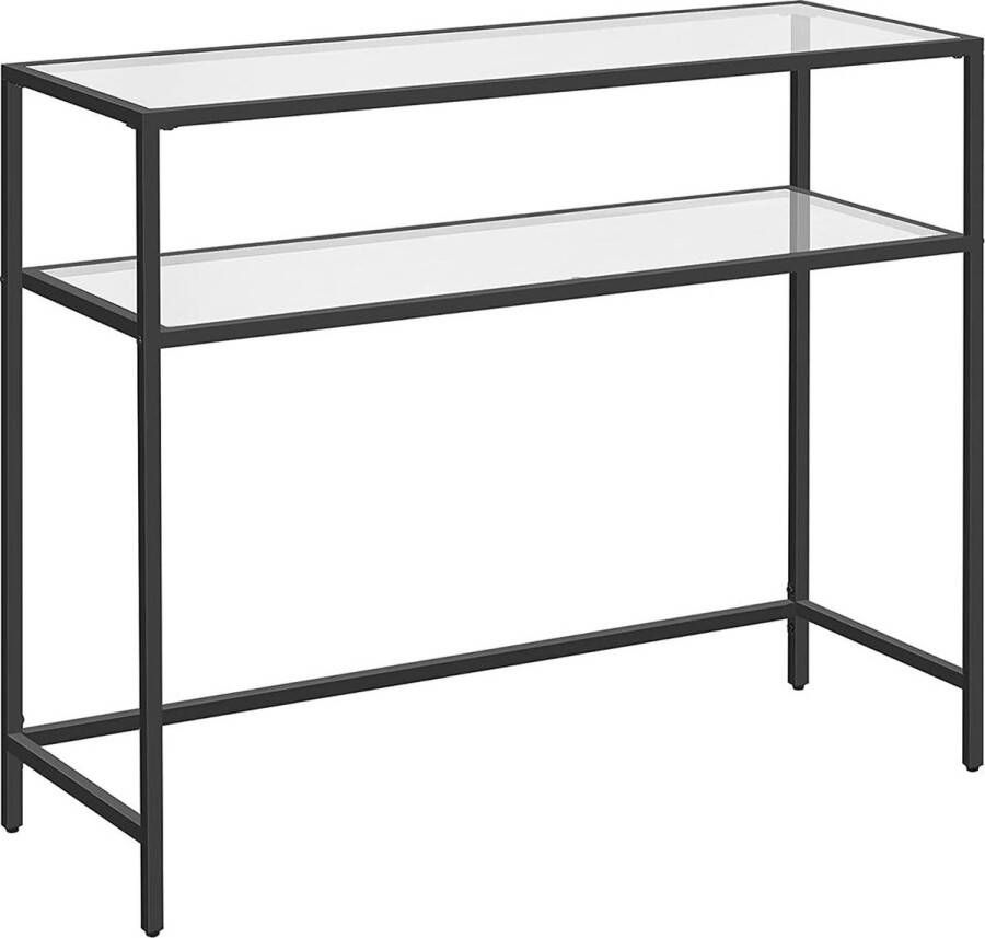 MeubelGigant Console tafel Bijzettafel Met 2 planken Zwart