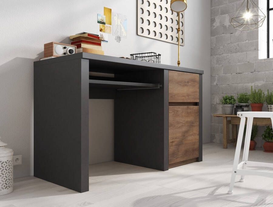 Meubella Bureau Monaco Eiken Grijs 120 cm