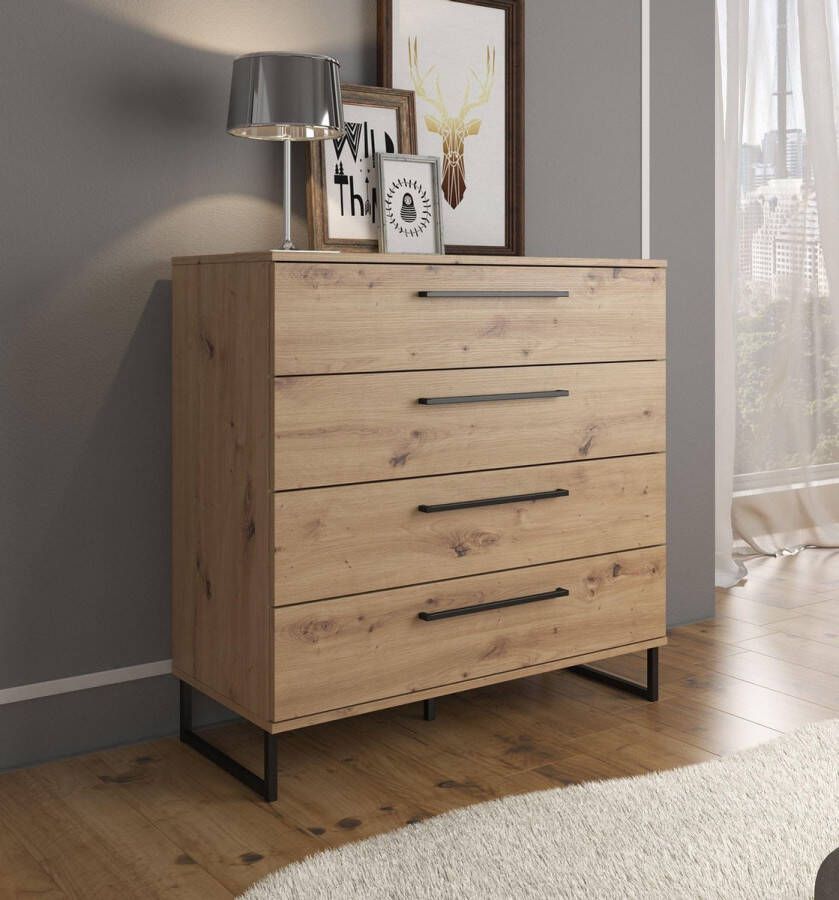 MEUBELLA Commode Saturn Eiken Zwart 91 5 cm