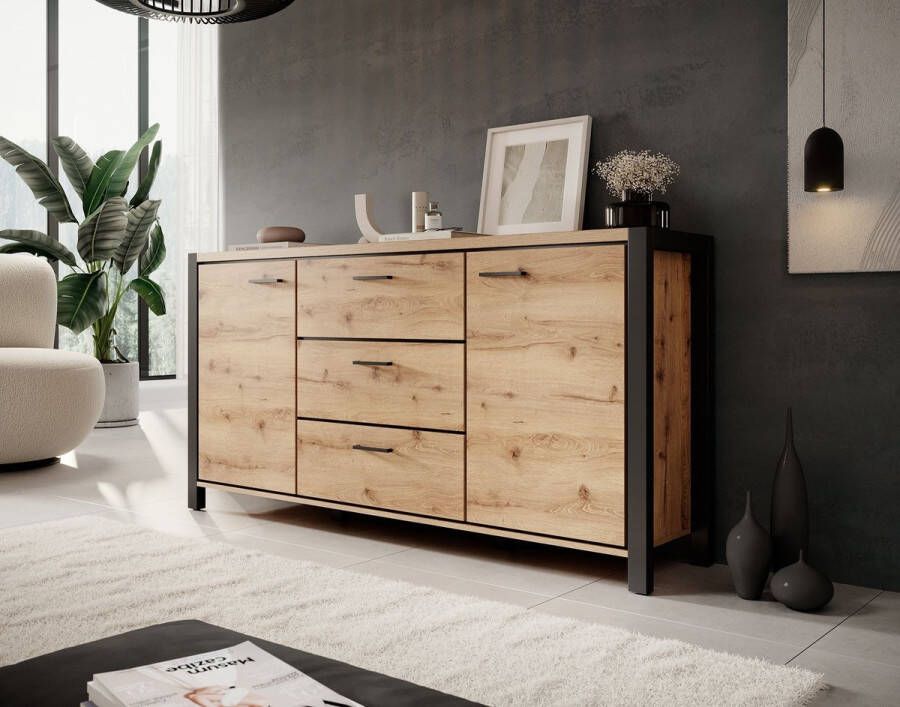 Meubella Dressoir Acapulco Eiken Zwart 180 cm