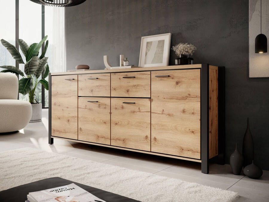 Meubella Dressoir Acapulco Eiken Zwart 213 cm