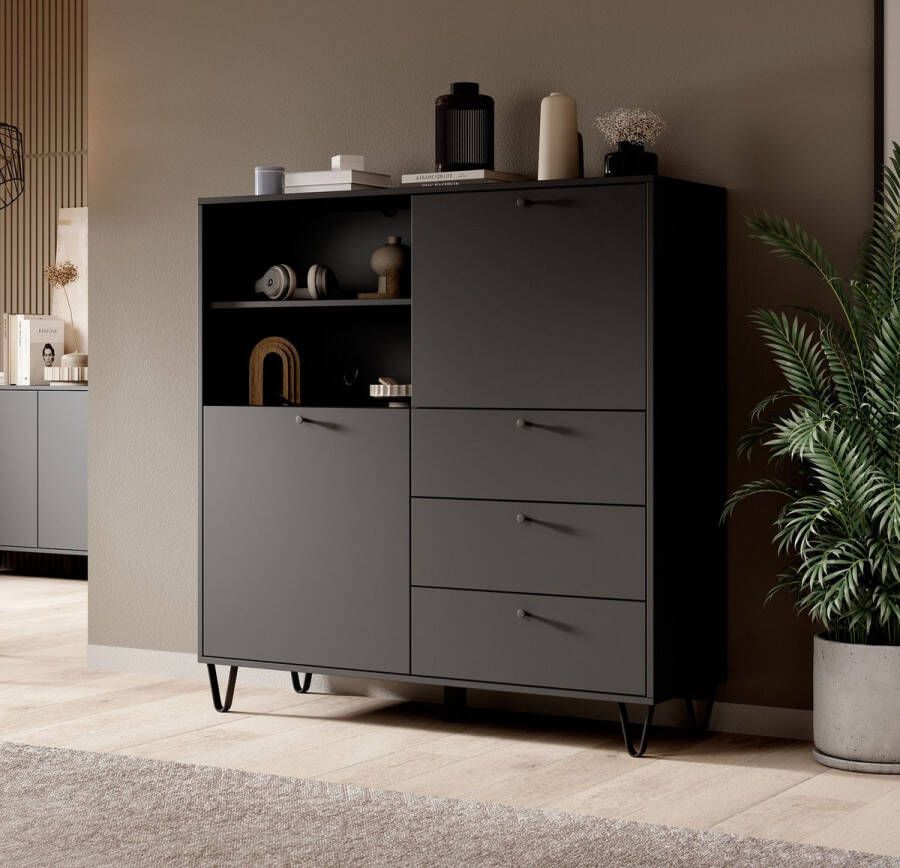 Meubella Dressoir Apula Antraciet 124 cm Met lades