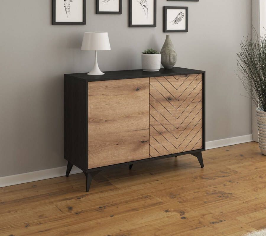 MEUBELLA Dressoir Dolores Eiken Zwart 104 cm