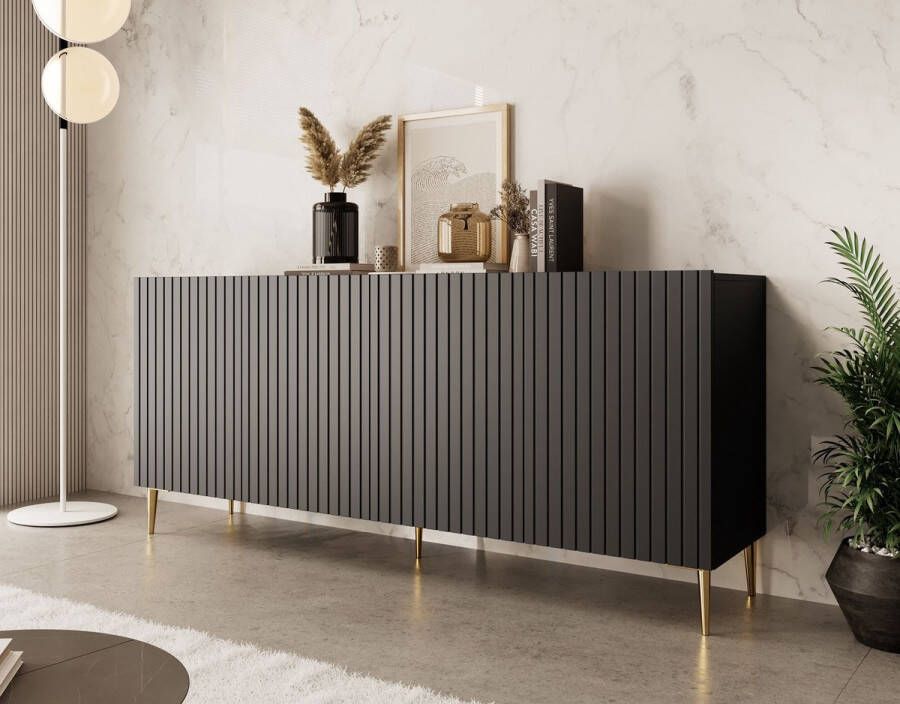 MEUBELLA Dressoir King 180 cm Mat zwart