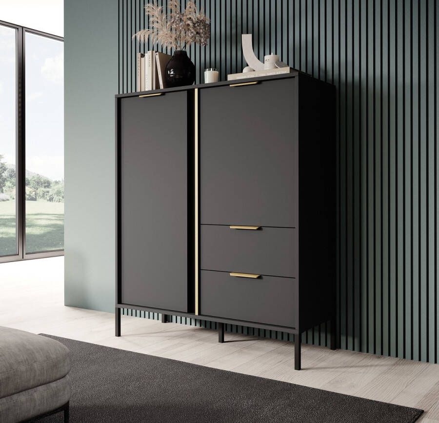MEUBELLA Dressoir Loren Antraciet 103 cm Hoog