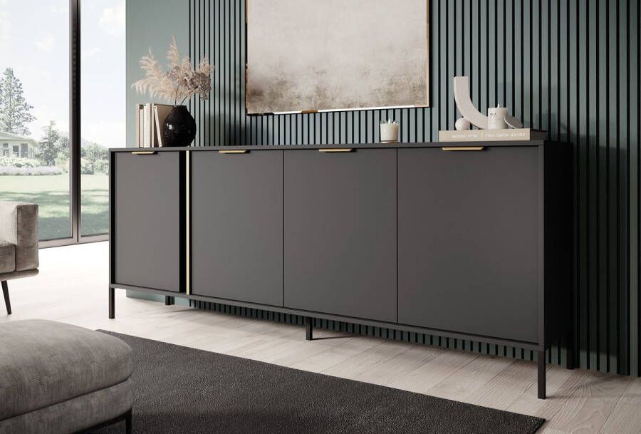 MEUBELLA Dressoir Loren Antraciet 203 cm