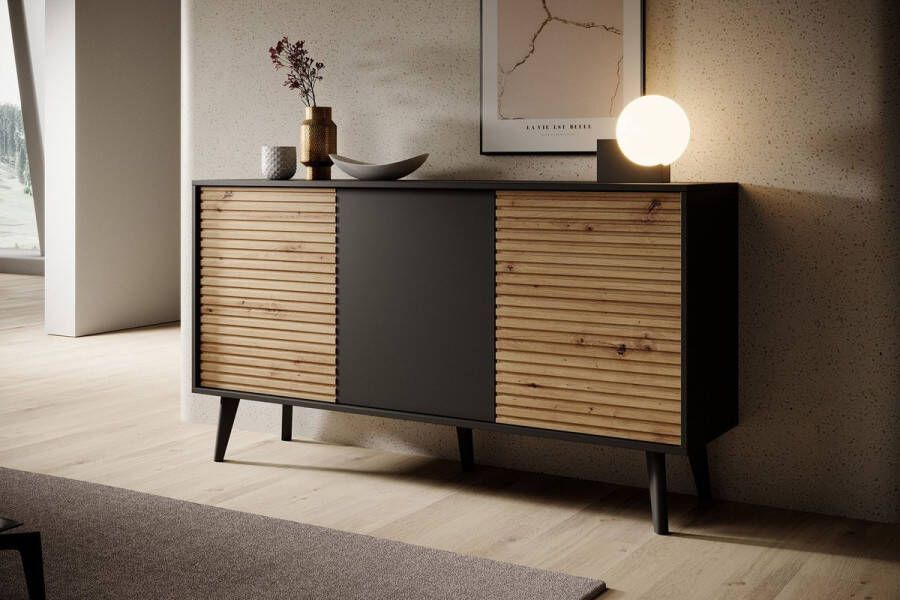 Meubella Dressoir Palladium Eiken Zwart 154 cm