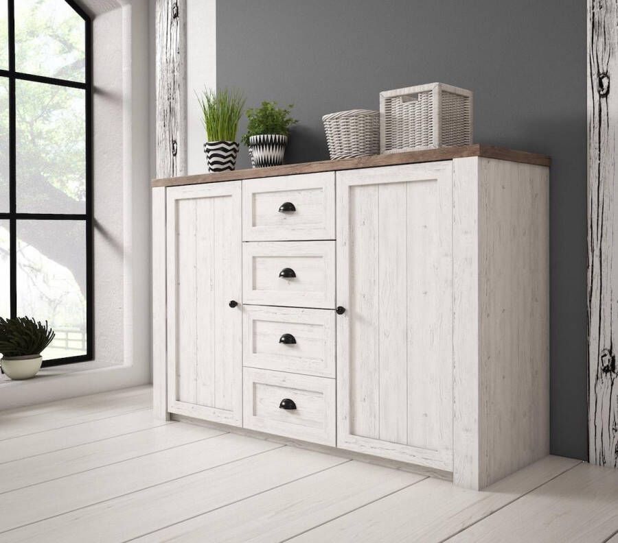 Meubella Dressoir Parello 2 Wit Eiken 130 cm
