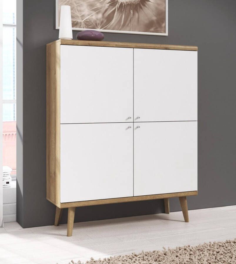 Meubella Dressoir Primavera Wit Licht eiken 107 cm Hoog