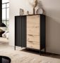 Meubella Dressoir Ramirez Zwart Eiken 103 cm - Thumbnail 1