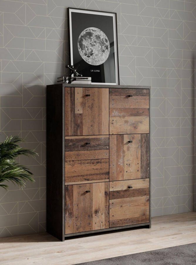 Meubella Dressoir Sahara 5 Old wood Grijs 77 cm