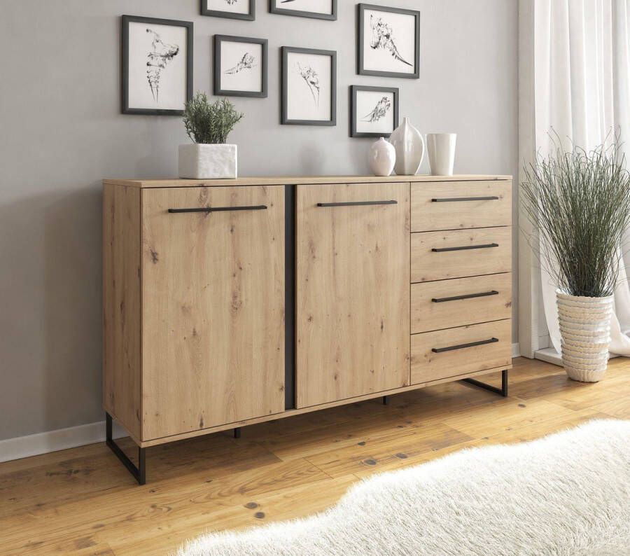 Meubella Dressoir Saturn Eiken Zwart 159 cm