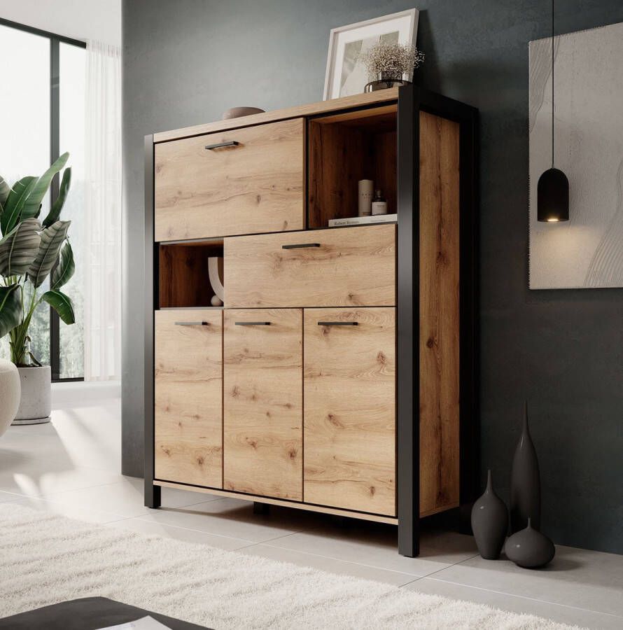 Meubella Opbergkast Acapulco Eiken Zwart 120 cm