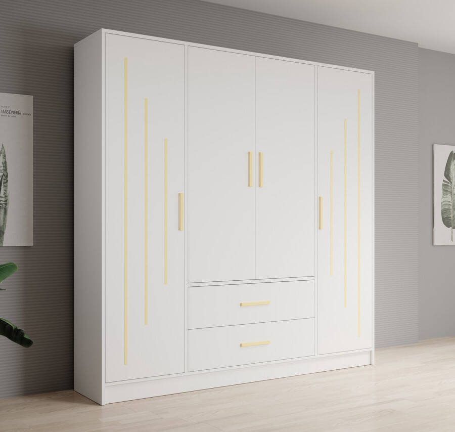 Meubella Kledingkast Brody 5 Wit 201 cm