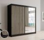 Meubella Kledingkast Lisbon 2 Zwart 200 cm Met spiegel - Thumbnail 1